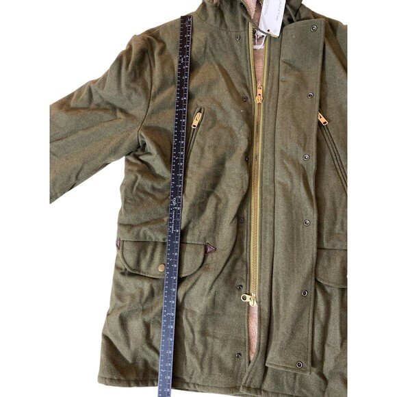 GANT Rugger Winter Parka Jacket XXL Hunter Green Wool Blend Faux Fur Hood - Picture 8 of 12